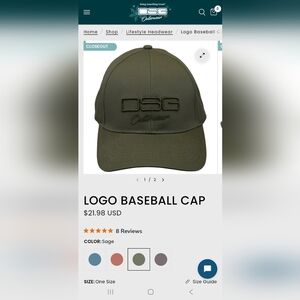 Women's Sage Green DSG Outerwear Logo Baseball Cap NWT